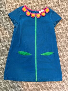 Mini Boden - corduroy blue flower dress